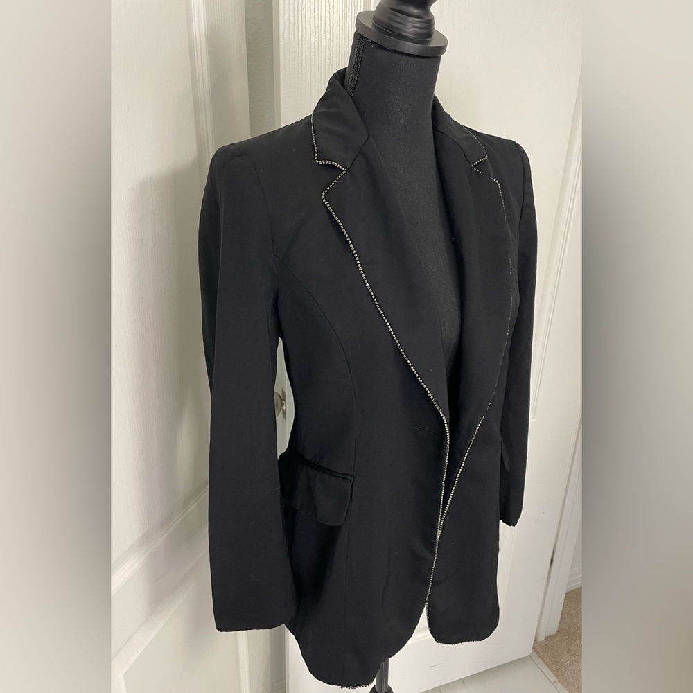 Moschino Couture! Vintage wool blazer rhinestones size US 10 fits S sparkly rare